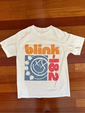 Blink-182 Mens T Shirt Band Graphic White Cotton Short Sleeve Pullover - Small